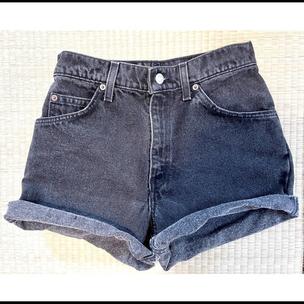 Levi’s 950 Orange Tab Black Denim High Waist Shorts 27” Amazing Fit